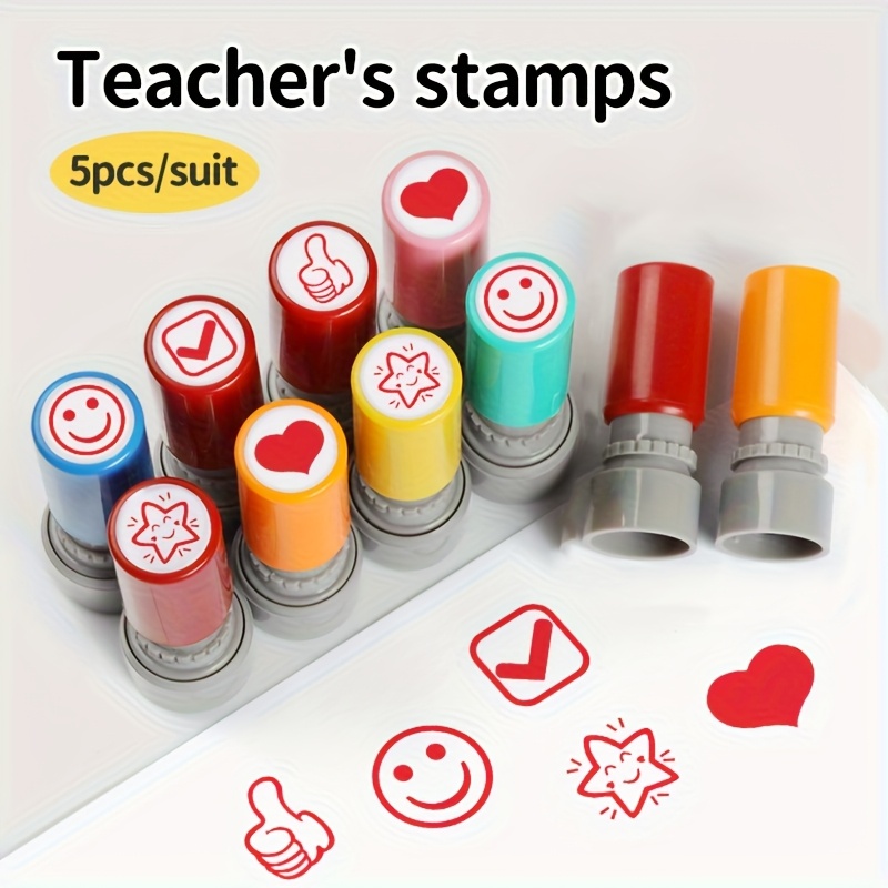 Colorful Teacher Stamps 5pcs S - đánh giá và giá Self Inking Stamp